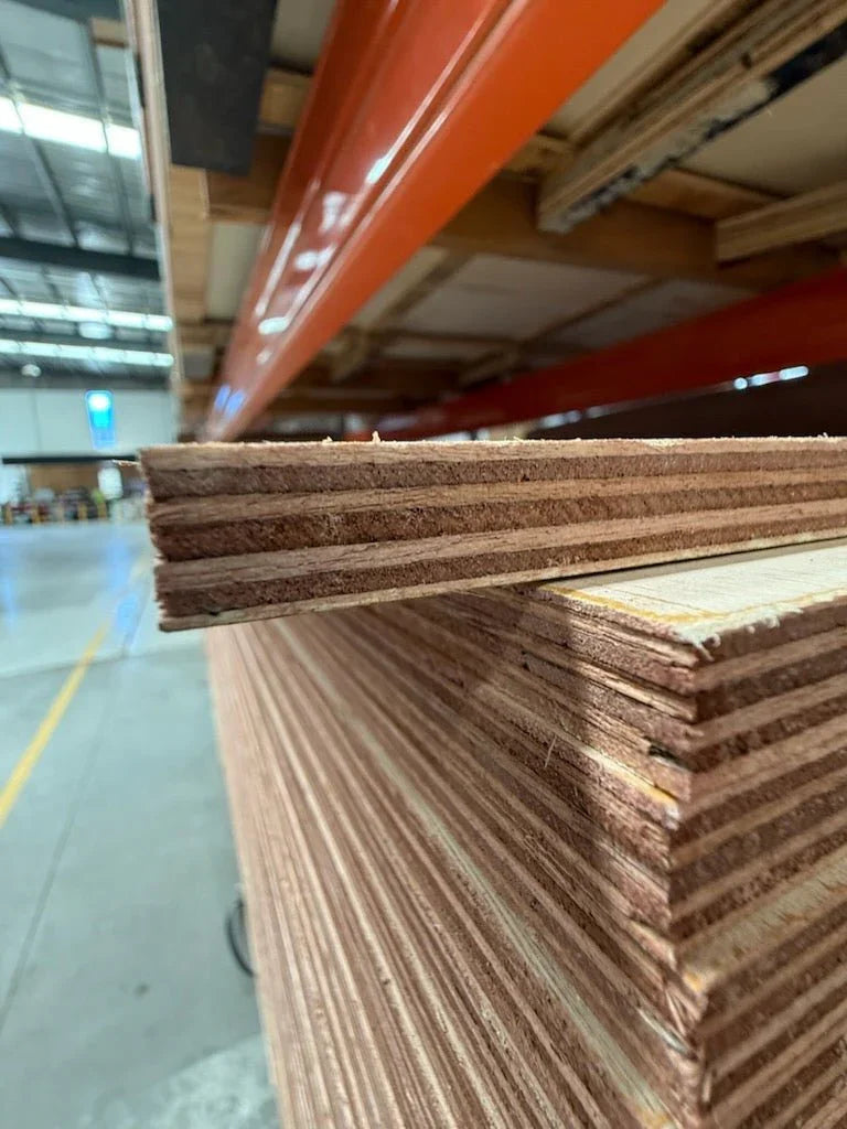 Close-up of large plywood sheets surface and grain finish