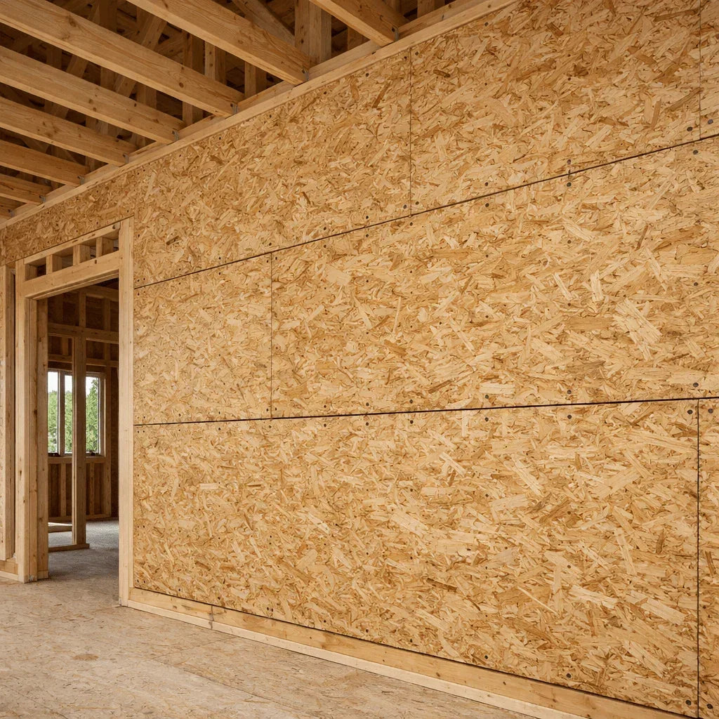OSB board used as an interior wall panel finish