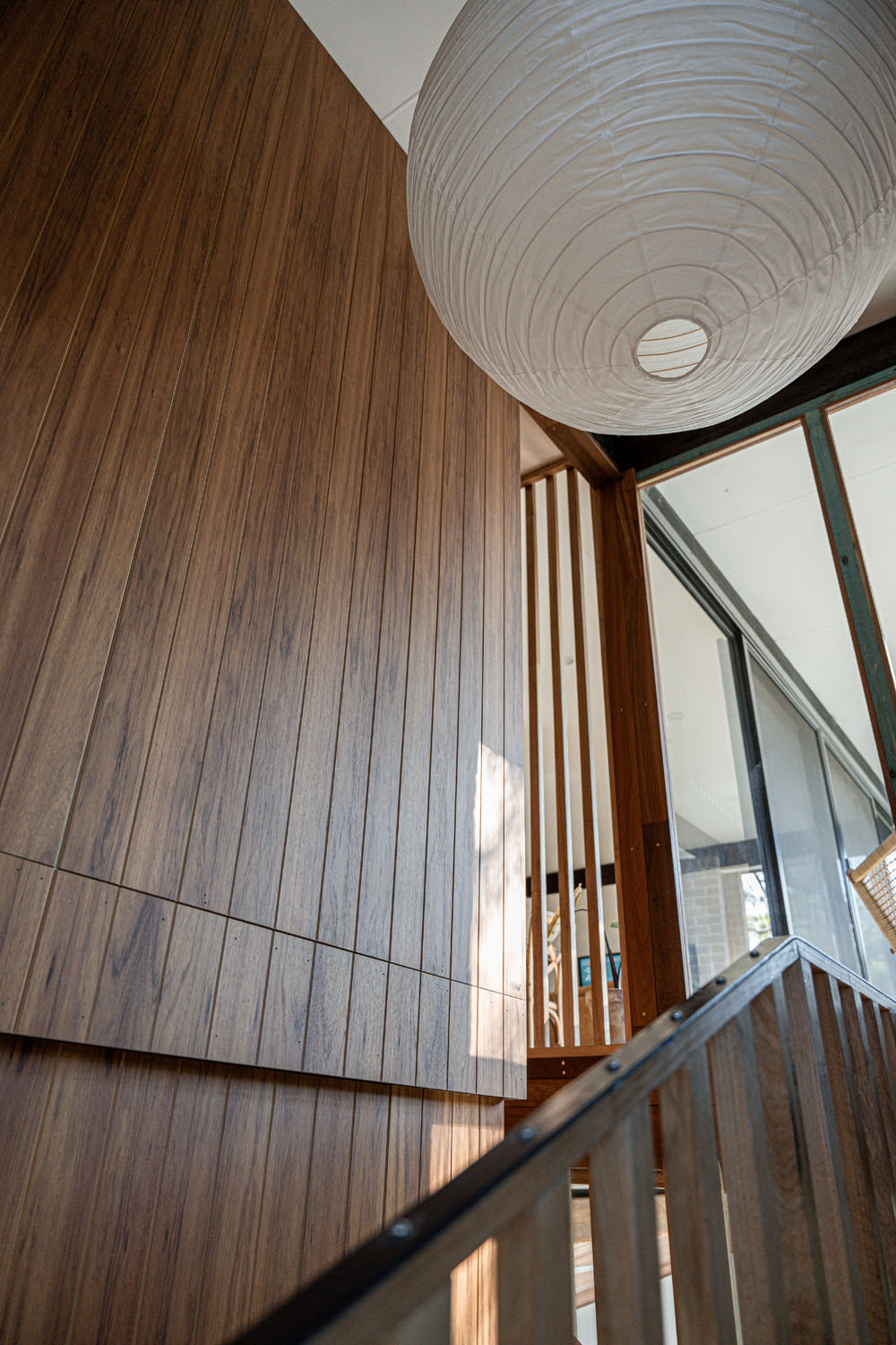 Touchwood Blackwood veneer panel feature wall - Engadine Residence