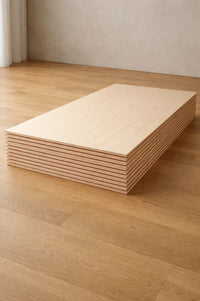 birch V-groove plywood sheet edge showing panel thickness