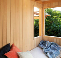Touchwood VJ veneer panelling installed as a timber feature wall
