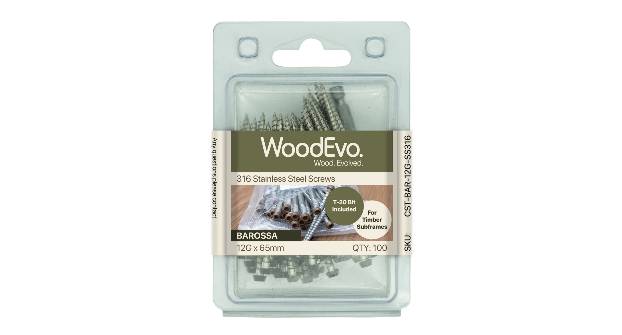 WoodEvo colour-matched timber decking screws 100 pack