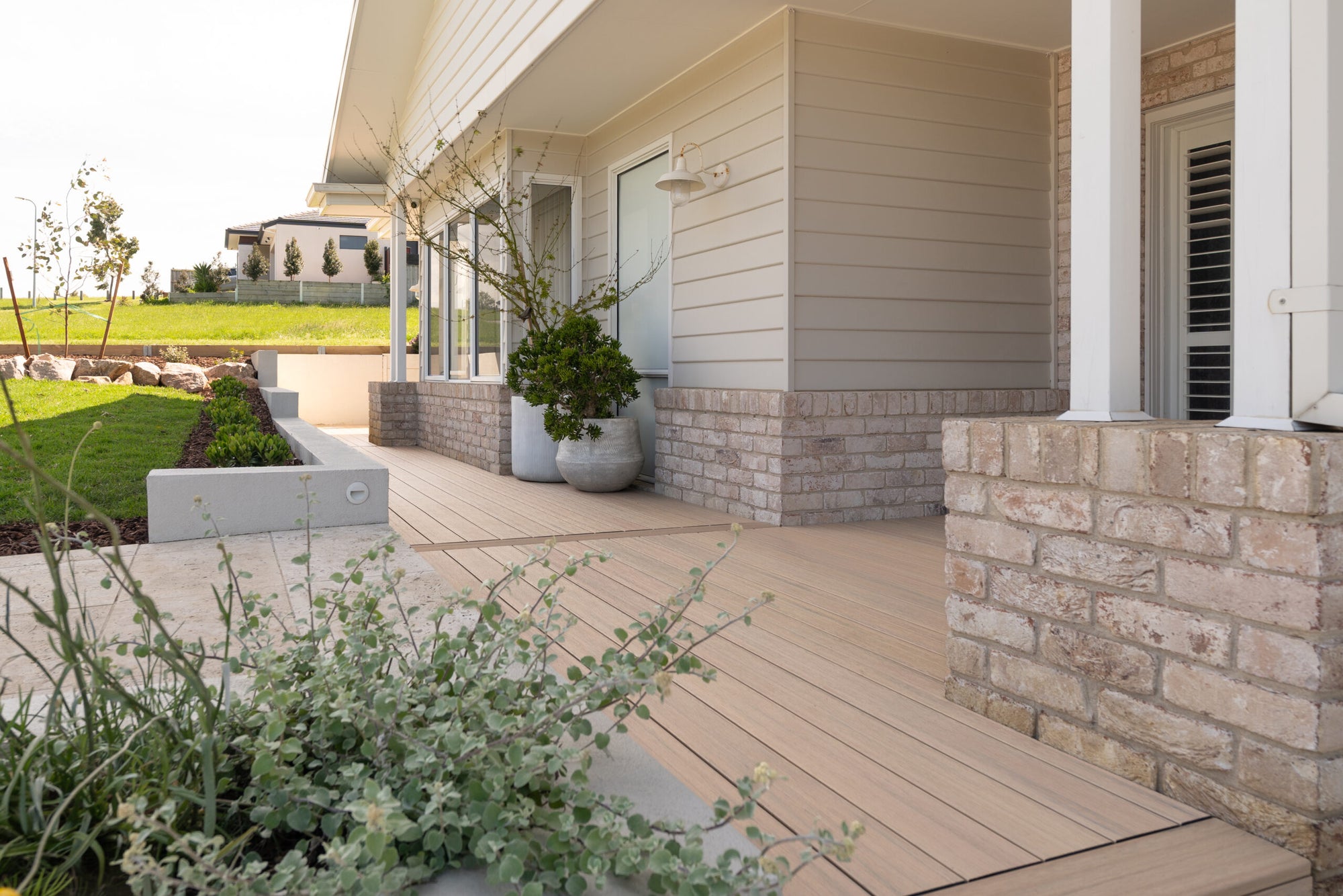 WoodEvo HOME composite decking on a backyard deck