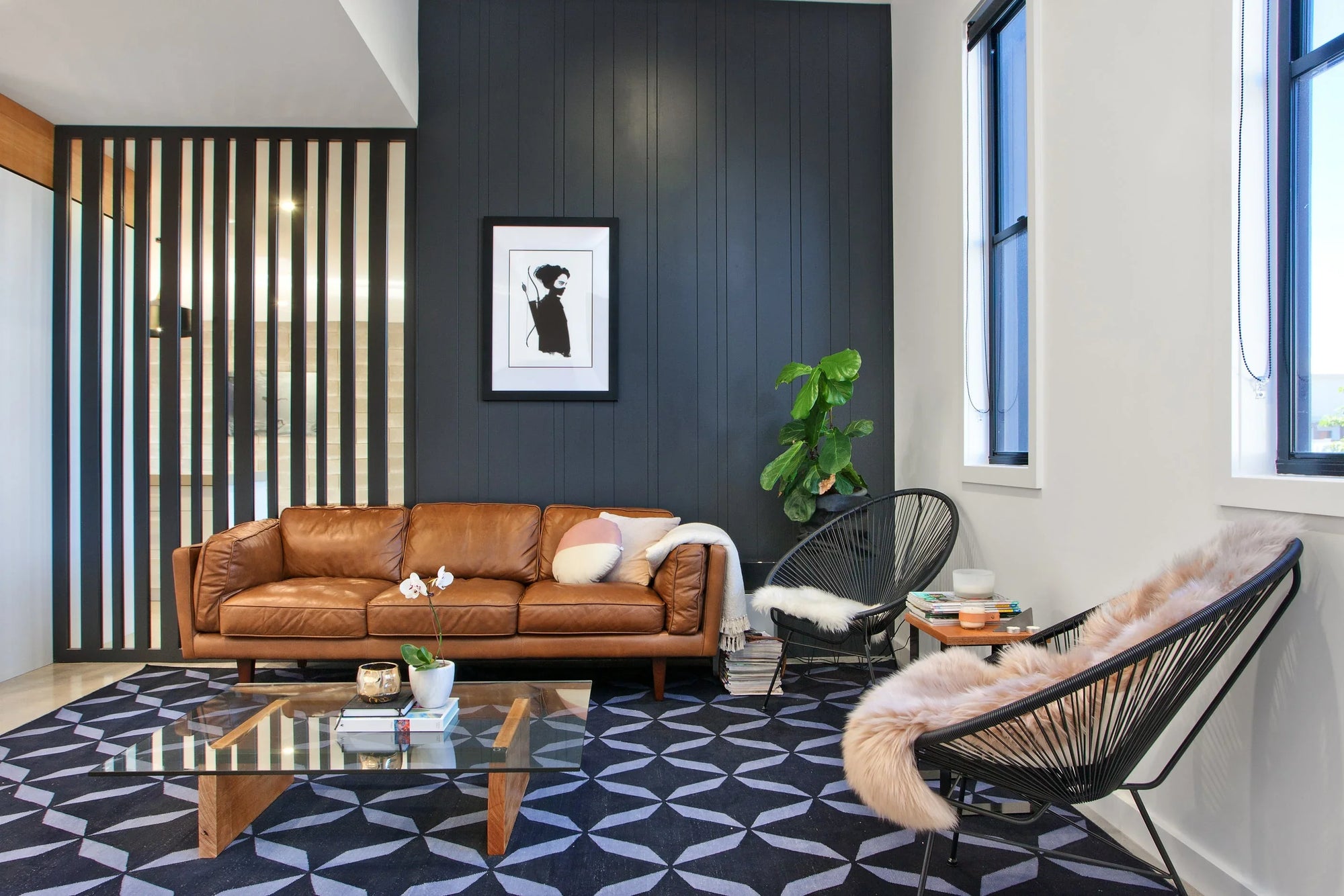 easyGROOVE Random panels installed for a modern living room feature wall