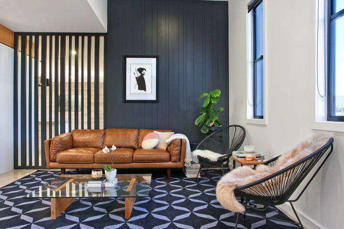 easyGROOVE Random panels installed for a modern living room feature wall