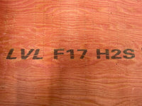 LVL F17 H2S grade marking printed on the face of a laminated veneer lumber beam