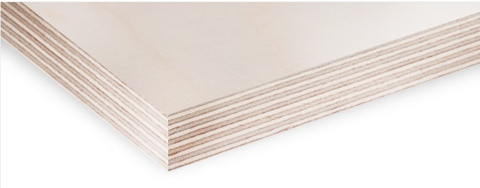 a stack of Birch plywood sheets ready for delivery